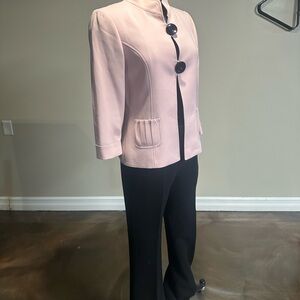Elegant Pink Blazer with Black Accents